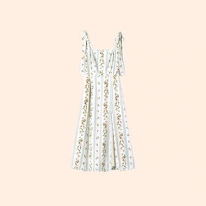 Reformation Floral Striped Midi Dress - White and blue